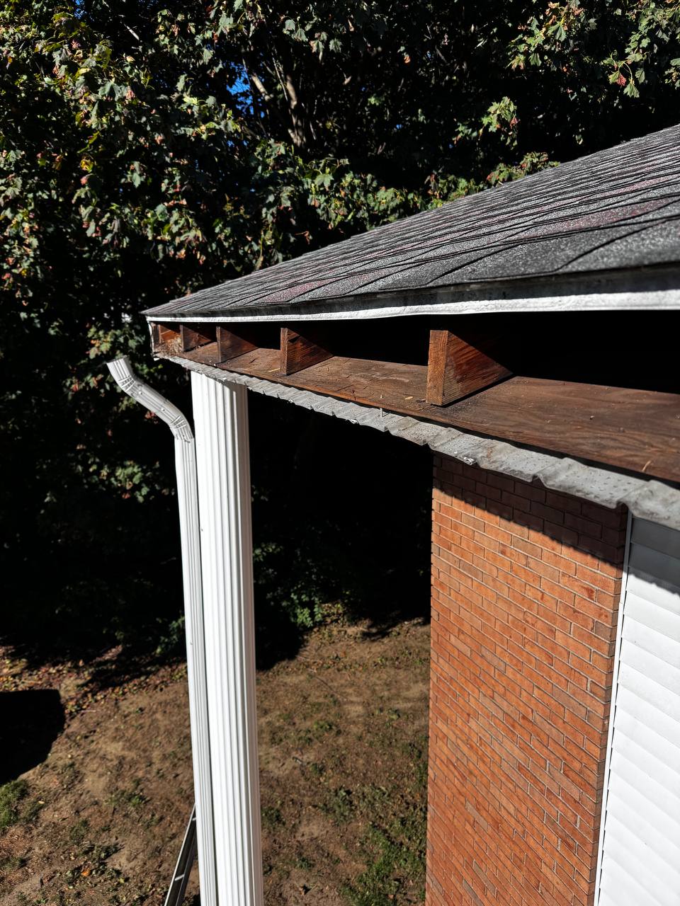 Fascia and gutter repair in progress